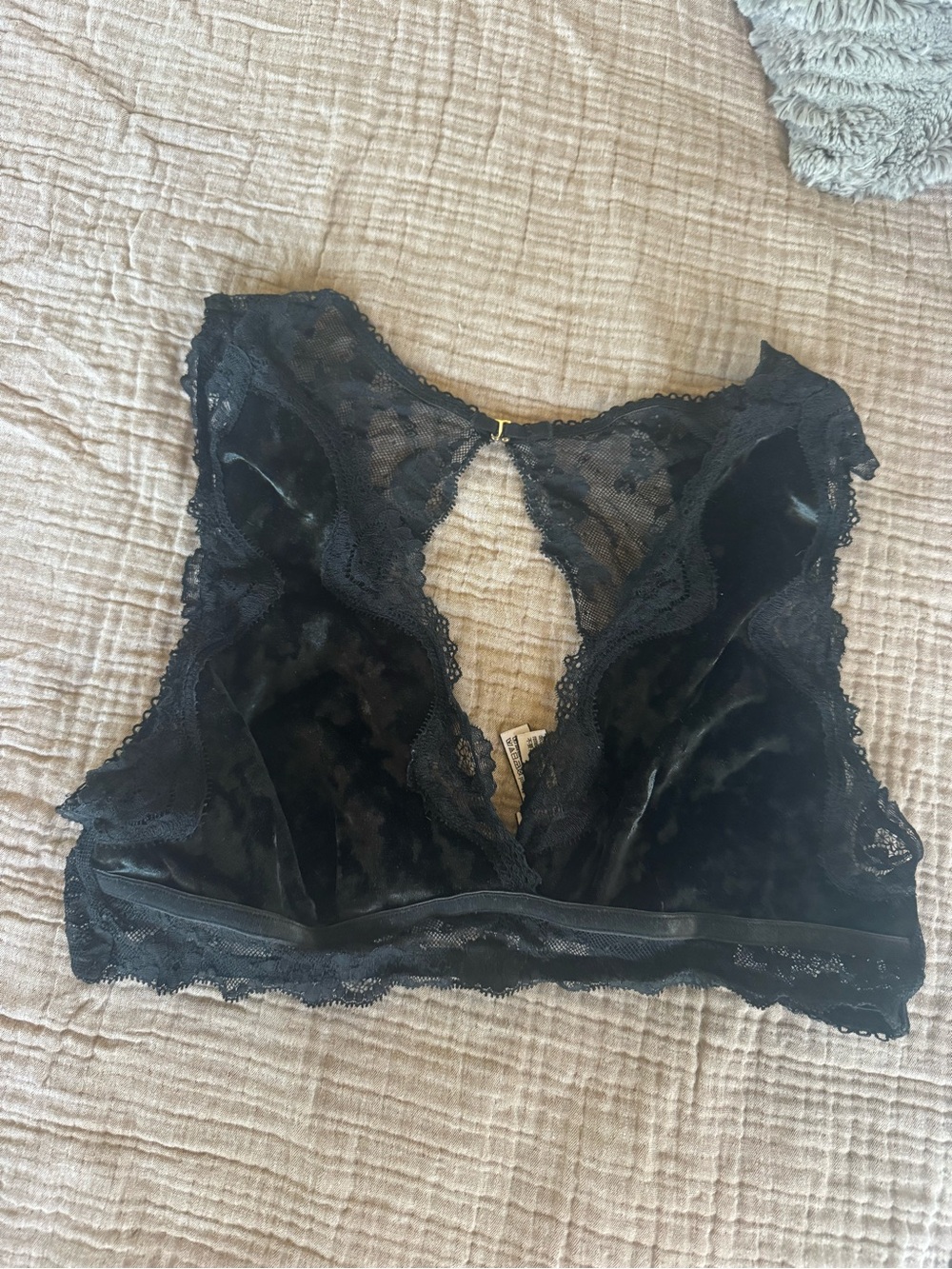 Victoria's Secret Black Velvet & Lace Plunge Bralette